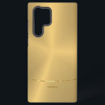 Funda Para Samsung Galaxy S22 Ultra Fondo de oro metálico minimalista<br><div class="desc">Sencilla imagen moderna y elegante de un fondo de oro metálico. Acento brillante de rayas plateadas.</div>