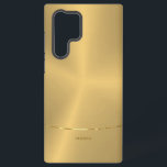 Funda Para Samsung Galaxy S22 Ultra Fondo de oro metálico minimalista<br><div class="desc">Sencilla imagen moderna y elegante de un fondo de oro metálico. Acento brillante de rayas plateadas.</div>