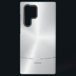 Funda Para Samsung Galaxy S22 Ultra Fondo de plata metálica minimalista<br><div class="desc">Sencilla imagen moderna y elegante de un fondo metálico plateado. Acento brillante de rayas plateadas.</div>