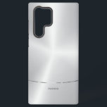 Funda Para Samsung Galaxy S22 Ultra Fondo de plata metálica minimalista<br><div class="desc">Sencilla imagen moderna y elegante de un fondo metálico plateado. Acento brillante de rayas plateadas.</div>