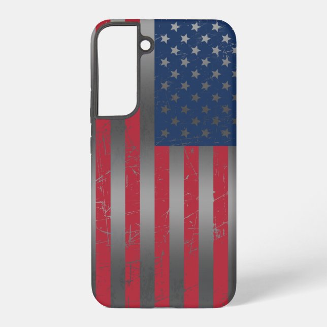 Funda Para Samsung Galaxy Fondo metálico de la bandera estadounidense con pr (Reverso )