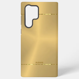 Funda Para Samsung Galaxy S22 Ultra Fondo metálico dorado minimalista Franja brillante