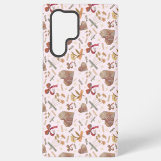Funda Para Samsung Galaxy S22 Ultra Fondos Florales Vintage y Corazones de Papel para 