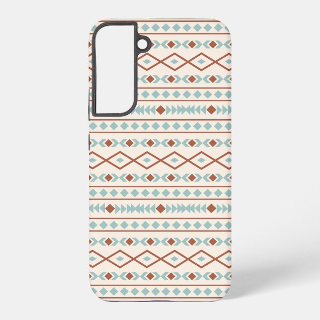 Funda Para Samsung Galaxy Formas aztecas Patrón Arrosto Crema Verde azulada (Reverso )