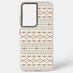 Funda Para Samsung Galaxy S21+ Formas aztecas Patrón Arrosto Crema Verde azulada
