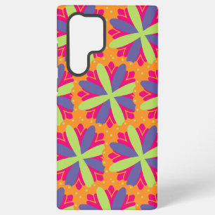 Funda Para Samsung Galaxy S22 Ultra Formas Florales Naranja Vibrante
