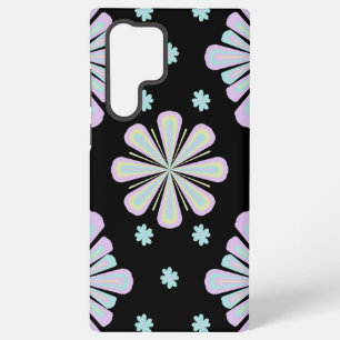 Funda Para Samsung Galaxy S22 Ultra Formas florales pastel sobre fondo negro
