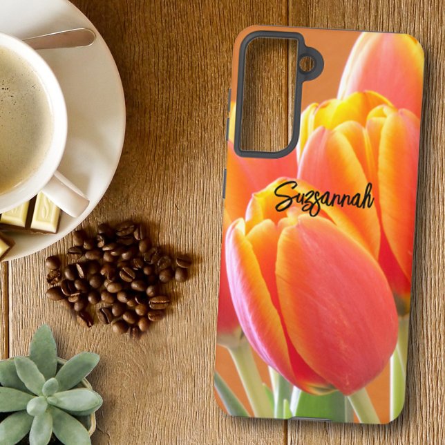 Funda Para Samsung Galaxy Foto del personalizado Vibrante Naranja Tulip Flow (Subido por el creador)