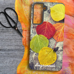 Funda Para Samsung Galaxy S21 Foto personalizada de hojas de Aspen otoñales colo