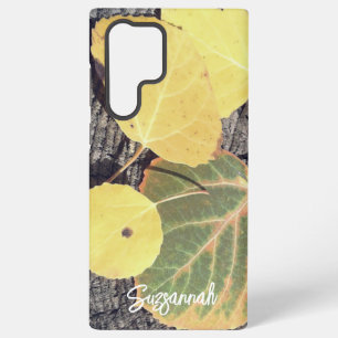Funda Para Samsung Galaxy S22 Ultra Fotografía personalizada de hojas de Aspen de otoñ