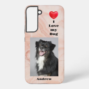 Funda Para Samsung Galaxy S22+ Fotos y nombres de Mi Perro en mármol rosa