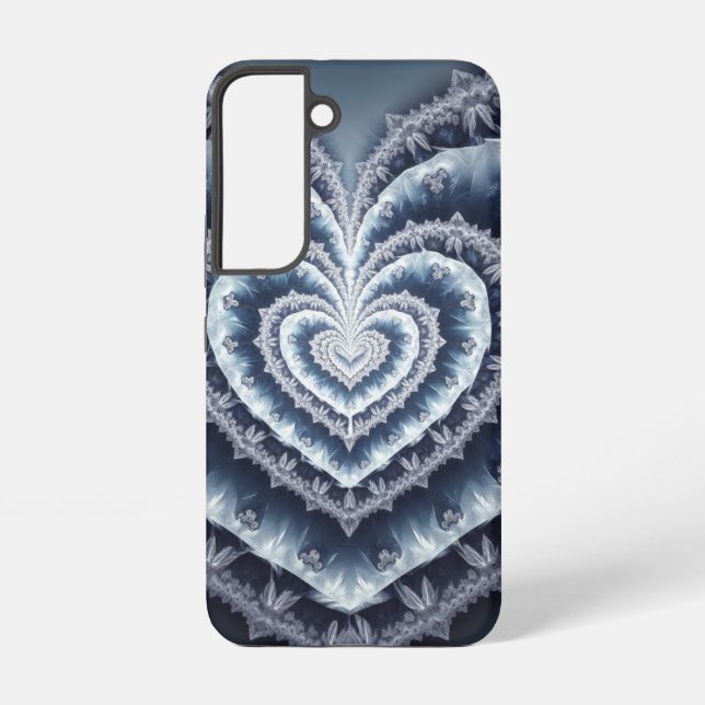 Funda Para Samsung Galaxy Fractal de encaje del corazón de escarcha (Reverso )