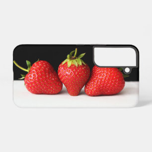 Funda Para Samsung Galaxy S22 Fresas Sobre Negro Sobre Blanco sga