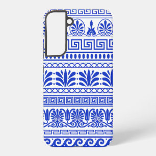 Funda Para Samsung Galaxy S22+ Fret griego, patrón mediterráneo, azul