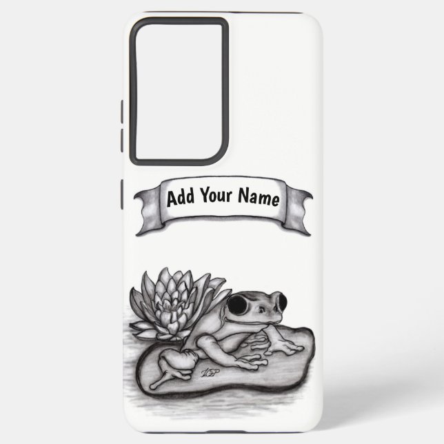 Funda Para Samsung Galaxy Froggy with Lotus Flower , Add Your Name (Reverso )