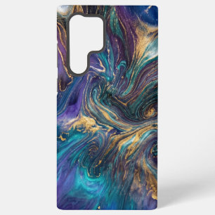 Funda Para Samsung Galaxy S22 Ultra Funda de Samsung de mármol de lujo – Abstacto azul