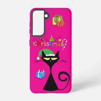 Funda Para Samsung Galaxy S21 Funda Galaxy Navideña Gato Negro – Fuchsia