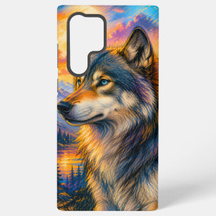 Funda Para Samsung Galaxy S22 Ultra Funda Samsung Atardecer Lobo Vibrante