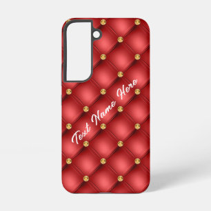 Funda Para Samsung Galaxy S22 Funda Samsung Galaxy Red Gold con texto personaliz