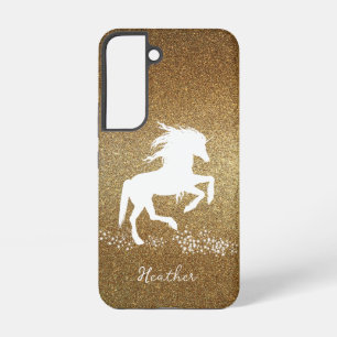 Funda Para Samsung Galaxy S22 Funda Samsung Galaxy Unicornio con Brillo Dorado