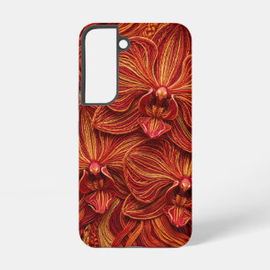 Funda Para Samsung Galaxy S22 Fundas modernas para Samsung con hilo rojo y orquí