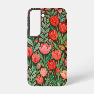 Funda Para Samsung Galaxy S22 Fundas para Samsung Mariposas Tulipanes Arte Popul