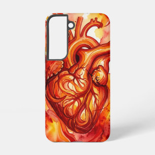 Funda Para Samsung Galaxy S22 Fundas Samsung de Corazón Abstracto Fuego Rojo Acu