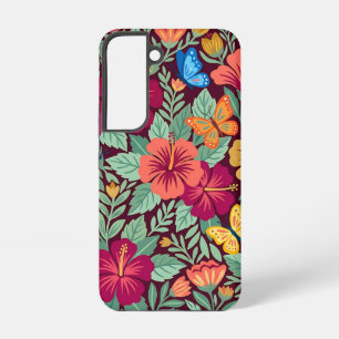 Funda Para Samsung Galaxy S22 Fundas Samsung de Hibiscus Mariposas Arte Popular