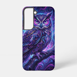 Funda Para Samsung Galaxy S22 Fundas Samsung de líquido púrpura con búho abstrac