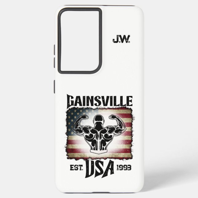 Funda Para Samsung Galaxy Gainsville USA Doble Biceps Pose Bodybuilding (Reverso )