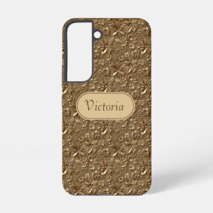 Funda Para Samsung Galaxy S22 Galaxy S22 dorado funda de cuero sintético floral
