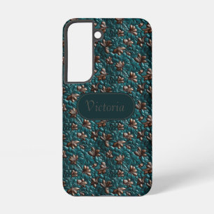Funda Para Samsung Galaxy S22 Galaxy S22 Turquesa y Gris Cuero Sintético 