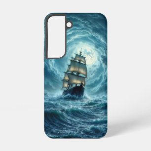 Funda Para Samsung Galaxy S22 Galeón tormenta oceánica bajo la luz de la luna 