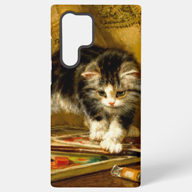 Funda Para Samsung Galaxy Gatito con pintura y brochas (Reverso )