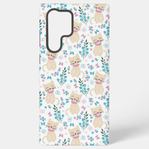 Funda Para Samsung Galaxy S22 Ultra Gatito delicado y garabato botánico