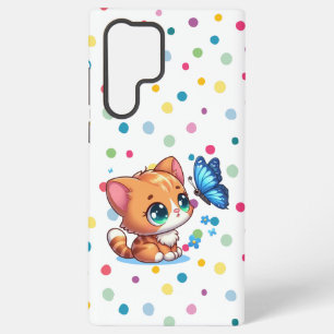 Funda Para Samsung Galaxy S22 Ultra Gatito/gato y mariposa