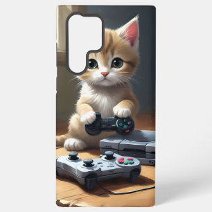 Funda Para Samsung Galaxy S22 Ultra Gatito jugando consola de juegos,