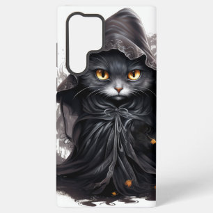 FUNDA PARA SAMSUNG GALAXY S22 ULTRA GATITO NEGRO AL AGUA TINTA DISFRAZADO DE BRUJA