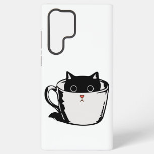 Funda Para Samsung Galaxy S22 Ultra Gatito negro con nariz roja escondiéndose en una t