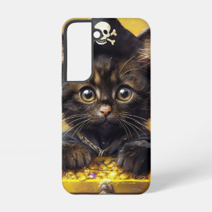 Funda Para Samsung Galaxy S22 Gatito pirata adorable con tesoro dorado