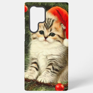 Funda Para Samsung Galaxy S22 Ultra Gatito vintage de Navidad
