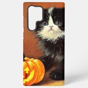 Funda Para Samsung Galaxy S22 Ultra Gatito vintage en blanco y negro de Halloween
