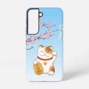 Funda Para Samsung Galaxy S22 Gato Afortunado Japonés, Maneki Neko Calico