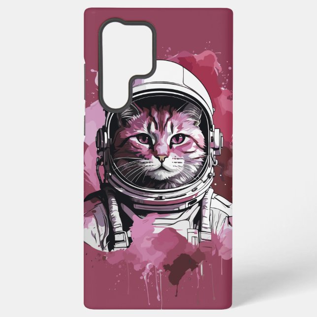 Funda Para Samsung Galaxy Gato astronauta de color rojo (Reverso )