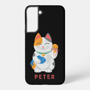 Funda Para Samsung Galaxy S22+ Gato Blanco Maneki Neko Japonés, símbolo de buena