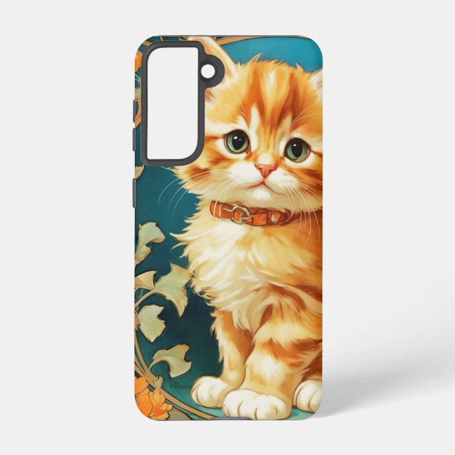 Funda Para Samsung Galaxy Gato de Alphonse Mucha Art Nouveau (Reverso )