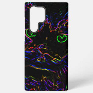 Funda Para Samsung Galaxy S22 Ultra Gato de brillo de neón