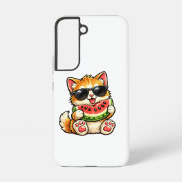 Funda Para Samsung Galaxy S22 Gato de sandía genial