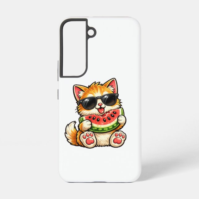 Funda Para Samsung Galaxy Gato de sandía genial (Reverso )