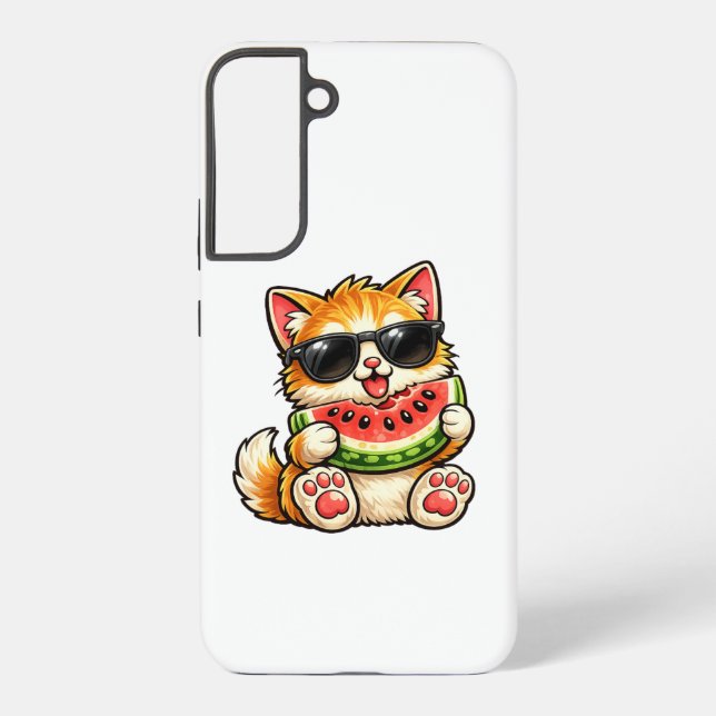Funda Para Samsung Galaxy Gato de sandía genial (Reverso )